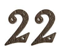 Hammer and Tongs Rustic Iron Numeral - Number 2 - H85mm - Pack of 2 in Grey Hammer and Tongs Grey