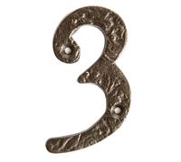 Hammer and Tongs Rustic Iron Numeral - Number 3 - H75mm in Grey Hammer and Tongs Grey