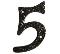 Hammer and Tongs Rustic Iron Numeral - Number 5 - H85mm in Black Hammer and Tongs Black