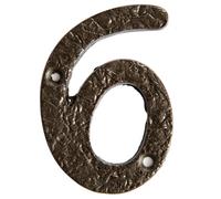 Hammer and Tongs Rustic Iron Numeral - Number 6 - H75mm in Grey Hammer and Tongs Grey