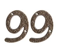 Hammer and Tongs Rustic Iron Numeral - Number 9 - H75mm - Pack of 2 in Grey Hammer and Tongs Grey