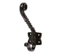 Hammer and Tongs Twisted Scroll Hat & Coat Hook - W40mm x H125mm - Black | Size: 1000mm x 1000mm Hammer and Tongs Black 1000mm x 1000mm