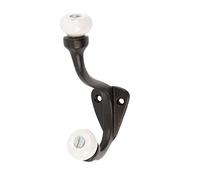 Hammer and Tongs White Ceramic Ball Hat & Coat Hook - Pack of 1 - W30mm x H105mm - Vintage Black Wall Mounted Entryway Coat Hooks Storage Hanging for Clothes, Hats