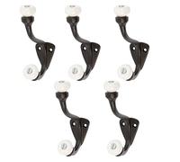 Hammer and Tongs White Ceramic Ball Hat & Coat Hooks - Pack of 5 - W30mm x H105mm - Vintage Black Wall Mounted Entryway Coat Hooks Storage Hanging for Clothes, Hats