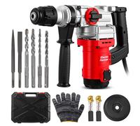 Hammer Drill, 1900W Heavy Duty Electric Rotary Hammer Drill, 3 in 1 Multifunctional (Drill/Hammer/Chisel), 360° Auxiliary Handle, Corded Drill with Safety Clutch, for Brick Walls, Concrete, Masonry