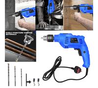 Hammer Drill 240V for Wood Metal Concrete,3000rpm Variable Speed, 2 in 1 Electric Drill Impact Drill with 360° Rotating Handle. Blue-Black