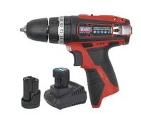 Hammer Drill/Driver Kit Ø10mm 12V Lithium-ion - 2 Batteries - Sealey CP1201KIT N