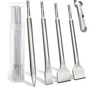Hammer Drills Chisel Set: 4pcs Stone Chisel Set with Standard Shank Includes Wide Chisel Flat Chisel Pointed Chisel for Concrete Brick Ceramic Tile Granite Cement Stone and Masonry 9 1