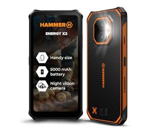 HAMMER Energy X2 4G 12GB/128GB Rugged Smartphone, 5000mAh Battery, 50MP Camera, 6.1" Display, Android 15, 30W Fast Charge, IP69 Waterproof, eSIM, Dual SIM, NFC