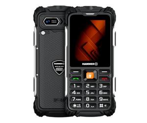 Hammer H Forge LTE Outdoor Mobile Phone without Contract, 3000 mAh Battery, 32 GB, 2.4 Inch IPS Display, Large Buttons, Torch, 2 MP Camera, FM Radio, USB-C, Dual SIM, IP68/MIL-STD-810H, Black