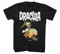Hammer Horror Dracula & Lady-Front Print-Black Adult Short Sleeves Mens T Shirt Size 3XL