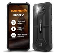 HAMMER Iron V Unlocked Rugged Smartphone, Waterproof, Dual SIM, Powerful 6320mAh Battery, Android 13, 64GB, 50MP Camera with Night Vision Sensor, Black