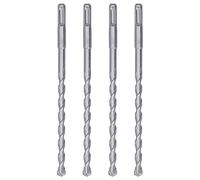 Hammer Rock Drill Bit 4Pcs Set Sturdy Durable Carbide Tip Round Shank Drill Bits for Concrete Masonry Stone Bricks Construction Projects Alloy Material (10 * 200mm)