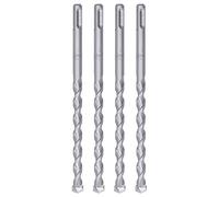 Hammer Rock Drill Bit 4Pcs Set Sturdy Durable Carbide Tip Round Shank Drill Bits for Concrete Masonry Stone Bricks Construction Projects Alloy Material (12 * 200mm)