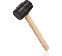 Hammer Rubber Mallet with Wooden Handle Straight Non Marking Soft Black Rubber Draper for Installation Marble Tile Nails Tent Pegs 25cm