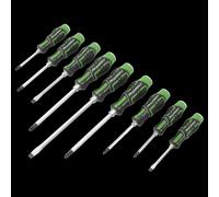 Sealey Hammer-Thru Screwdriver Set Premier AK4941HV Hi-Vis Green 9 Piece