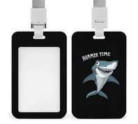 Hammer Time Hammerhead Shark ID Badge Holder with Lanyard Name Card Holders for Nurse Teacher Officer