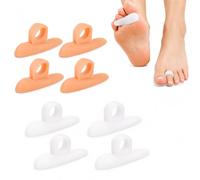 Hammer Toe Protectors, Looped Toe Cushion Pads, White and Nude, 8-Pack | Integrated Loop Helps Hold Elongated Under-Toe Pad In Position, For Overlapping Or Bent Toes, Everyday Footwear And Home Use