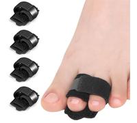 Hammer Toe Straightener Corrector, 4 PCS Adjustable Broken Toe Splint Wraps with Aluminum Plates, Toe Separator Toe Cushioned Bandages Protectors for Curled Toes, Crooked Toes, Overlapping Toe (Black)