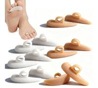 Hammer Toe Straightener Cushions, 6 Pairs Gel Hammer Toe Support Crest, Silicone Gel Hammer Toe Crest Pads for Claw, Curled, Overlapping Toes Caused by Bunions (White, Beige)