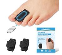Hammer Toe Straightener for Women & Men, 2 Pack Adjustable Toe Splint Wraps with Aluminium Plate, Hammer Toe Corrector & Protector for Bent, Curled, Crooked, Claw & Hammer Toes（Black ）
