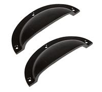 Hammer & Tongs Curved Cabinet Drawer Pull - W130mm x H50mm - Black - Pack of 2 - Home Cupboard Door Knob Handles Screws Included