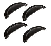 Hammer & Tongs Curved Cabinet Drawer Pull - W130mm x H50mm - Black - Pack of 4 - Home Cupboard Door Knob Handles Screws Included