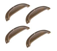 Hammer & Tongs Curved Cabinet Drawer Pull - W130mm x H50mm - Brass - Pack of 4 - Home Cupboard Door Knob Handles Screws Included