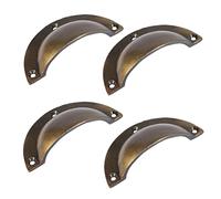 Hammer & Tongs Curved Cabinet Drawer Pull - W95mm x H46mm - Brass - Pack of 4 - Home Cupboard Door Knob Handles Screws Included