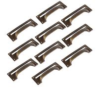 Hammer & Tongs Filing Cabinet Drawer Pull with Card Frame - W130mm x H50mm - Brass - Pack of 10 - Home Cupboard Door Knob Handles Screws Included