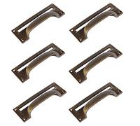 Hammer & Tongs Filing Cabinet Drawer Pull with Card Frame - W130mm x H50mm - Brass - Pack of 6 - Home Cupboard Door Knob Handles Screws Included