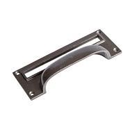 Hammer & Tongs Filing Cabinet Drawer Pull with Card Frame - W130mm x H50mm - Raw - Pack of 1 - Home Cupboard Door Knob Handles Screws Included