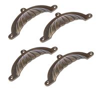 Hammer & Tongs Fluted Cabinet Drawer Pull - W130mm x H60mm - Brass - Pack of 4 - Home Cupboard Door Knob Handles Screws Included