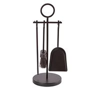 Hammer & Tongs Midhurst 4 Piece Fireside Companion Set - Black Iron Fireplace Tool Set with Brush, Poker, Shovel and Stand - Durable Compact Hearth Accessories for Log Burners