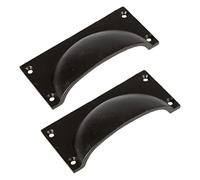Hammer & Tongs Rectangular Cabinet Drawer Pull - W105mm x H50mm - Black - Pack of 2 - Home Cupboard Door Knob Handles Screws Included