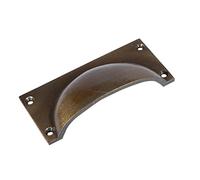 Hammer & Tongs Rectangular Cabinet Drawer Pull - W105mm x H50mm - Brass - Pack of 1 - Home Cupboard Door Knob Handles Screws Included