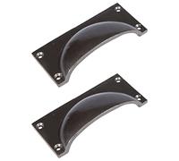 Hammer & Tongs Rectangular Cabinet Drawer Pull - W105mm x H50mm - Raw - Pack of 2 - Home Cupboard Door Knob Handles Screws Included