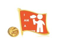 Hammer Worker Force Position Work Golden Metal Flag Lapel Pin Badge