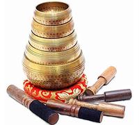 Hammered Chakra Healing Tibetan Hammered Tibetan old Antique Himalayan 7 Metal Singing Bowls Meditation Singing Bowl For Healing Prayer,Yoga With Mallet & Cushion Chakra Set of 5