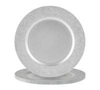 Argon Tableware Metallic Charger Plates - Hammered Silver - 33cm - Pack of 6 - Metallic Finish Reusable Dining Table Setting Plates for Christmas, Party Celebrations, Restaurant Decor Placemats