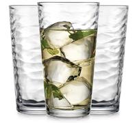 Hammered Cocktail Drinking Glasses Set of 6 Highball Tall Kitchen Glassware 17 oz Water Glass Cups For Bar, Juice, Beer, Iced Tea, Everyday Drinkware.
