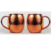 Hammered Copper Barrel Mug for Moscow Mules Size 16 Oz Set Of-2 by CGP