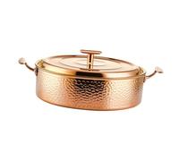 Hammered Copper Hot Pot Stew Pot Easy Carrying for Caterers Picnic Household Gold S