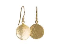 Hammered Disc Drop Earrings for Women, Lightweight Gold Circle Hoops, Minimalist Dainty Everyday Fashion Jewelry Gift
