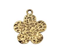 Hammered Flower Charms For Wire Wrapping Crafts, 42x37mm, Antique Gold Color, 4 Pieces