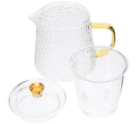 Hammered Glass Teapot with Handle and Lid for Home Tea Brewing | Design, Visible Brewing and Smooth Pouring, for Office Workers, Tea Ceremony, Coffee and Herbs
