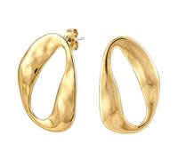 Hammered Gold Sculptural Geometric Hoop Stud Statement Earrings for Women