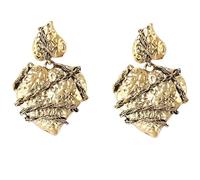 Hammered Gold-Tone Heart EarringsTwisted Wire Heart Drop Earrings for Woman Hammered Texture Design Vintage Style Dangle Earrings Artisan Boho Jewelry for Casual Daily