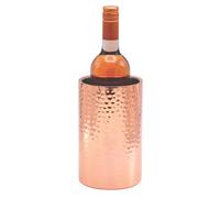 Hammered Rose Gold Single Bottle Wine Chiller - Copper Double-Walled Insulated Wine Cooler - Wine Bucket Chiller for Parties - Insulated Bucket Champagne Chiller, Stylish Bar Cart Accessories