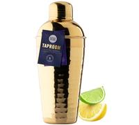 Hammered Stainless Steel Cocktail Shaker Tool - 500ml (17fl oz). Built-in Ice Strainer, Silicone Seal & Spirit Measure Cap. Classy Modern Design, Gold in Colour, Great for Beginners & Professionals